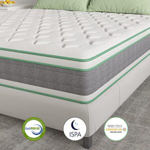 Novilla King Size Mattress, 10 Inch Hybrid Mattress in a Box, Individually Wrapped Pocket Coils Innerspring Mattress for Motion Isolation, Pillow Top Mattress with Medium Firm Feel, Groove