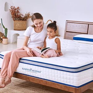 Sunrising Bedding 11" Natural Latex Hybrid Mattress Full, Euro Top, Individually Pocketed Coils, Medium Soft, Organic Mattress, 120-Night Risk-Free Trial, 20-Year Warranty