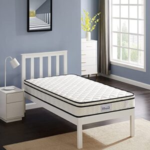 hbaid twin mattress, 8”hybrid mattress with gel memory foam & pocket innerspring for cool sleep & spine protection, bed mattress with breathable cover, medium firm, twin size