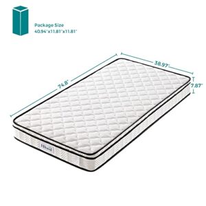 Hbaid Twin Mattress, 8”Hybrid Mattress with Gel Memory Foam & Pocket Innerspring for Cool Sleep & Spine Protection, Bed Mattress with Breathable Cover, Medium Firm, Twin Size