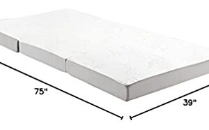 Modway Relax Tri-Fold Mattress CertiPUR-US Certified with Soft Removable Cover and Nonslip Bottom, 39inch x 75inch x 4inch, Twin