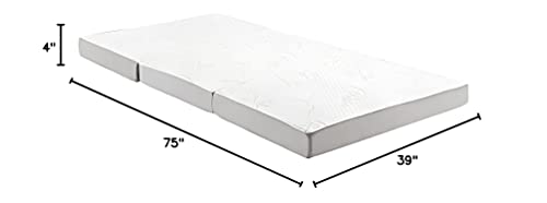 Modway Relax Tri-Fold Mattress CertiPUR-US Certified with Soft Removable Cover and Nonslip Bottom, 39inch x 75inch x 4inch, Twin