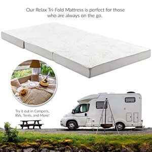 Modway Relax Tri-Fold Mattress CertiPUR-US Certified with Soft Removable Cover and Nonslip Bottom, 39inch x 75inch x 4inch, Twin