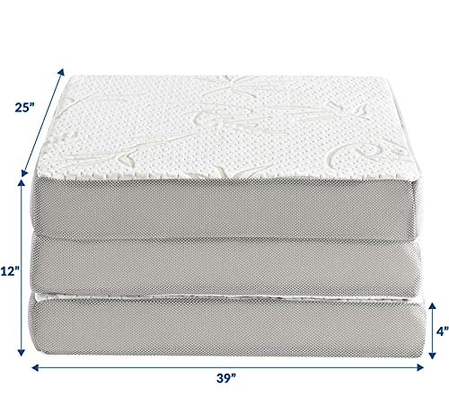 Modway Relax Tri-Fold Mattress CertiPUR-US Certified with Soft Removable Cover and Nonslip Bottom, 39inch x 75inch x 4inch, Twin