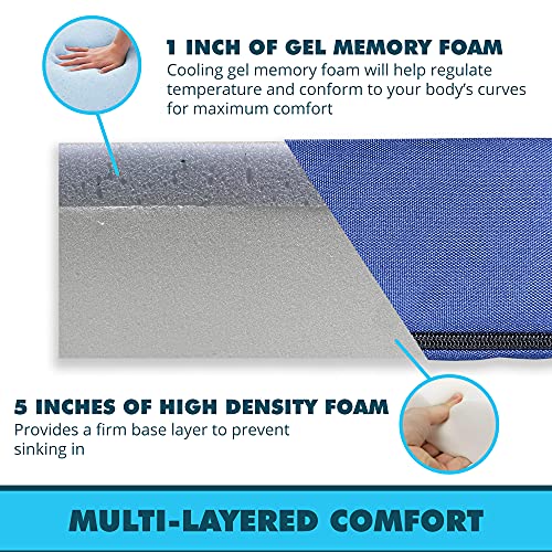 Foamma 6” x 24” x 72” Water Resistant Gel Memory Foam RV Bunk Mattress, Firm High Density Foam Base, Comfortable and Durable Polyester Cover, Truck, Camper, Travel Trailer, Made in USA!