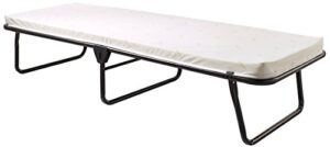 jay-be saver folding cot bed with rebound e-fibre mattress, lightweight, regular (101702), black/white