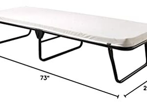 Jay-Be Saver Folding Cot Bed with Rebound e-Fibre Mattress, Lightweight, Regular (101702), Black/White