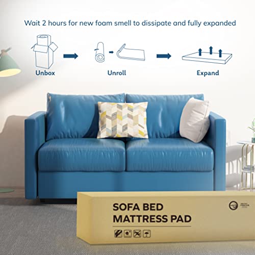 EGOHOME Queen Memory Foam Replacement Mattress Sleeper 4.5-Inch for Convertible Sleeper Sofa and Couch Beds, Cooling Gel Green Tea Mattress in a Box, 72”×58”×4.5”, Sofa Not Included
