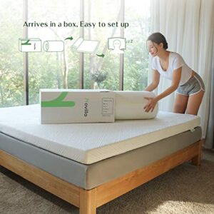 Novilla Mattress Topper Queen,4 "Medium Firm Memory Foam, Gel & Bamboo Charcoal Infused for Motion Isolation & Pressure Relieving, with Breathable Bamboo Cover, Queen Size, White (AC-NV0T801-4-Q)