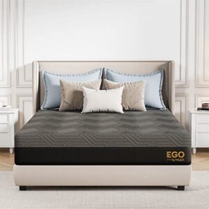egohome 10 inch queen mattress, copper gel memory foam mattress in a box, therapeutic mattress for back pain relief, medium double mattress made in usa, certipur-us certified, 60”x80”x10”, black