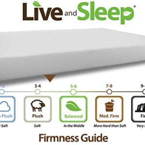 Live and Sleep Classic 10 Inch Medium Firm Plush Memory Foam Mattress - Bed in a Box with Firm Body Support, CertiPUR Certified - Cal King Size