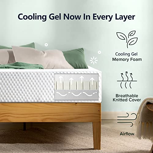 Twin/Full/Queen/King Mattress, 12 Inch Cooling Gel Memory Foam Mattress with Fit The Spine for Pressure Relief, Certipur-Us Certified Mattress for Motion Isolating, Cool Sleep, Medium Firm Feel-Queen