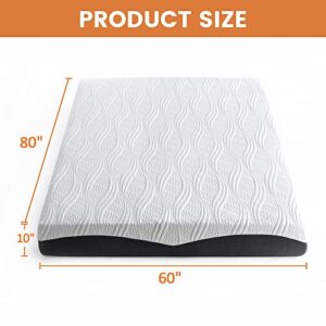 Natsukage 10 Inch Queen Mattress Gel Memory Foam Mattress for Cool Sleep & Pressure Relief Bed in a Box Cooling Gel Infused Medium Firm Mattress with Washable Bamboo Cover CertiPUR-US Certified White