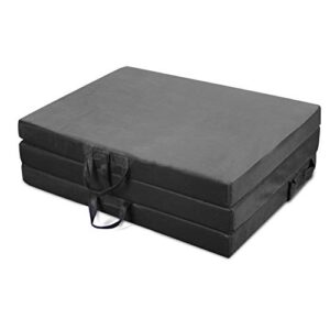 American Furniture Alliance Hide A' Mat 3.5 x 35 x 77 inch Twin TriFold Mattress Mesh/Suede, Black