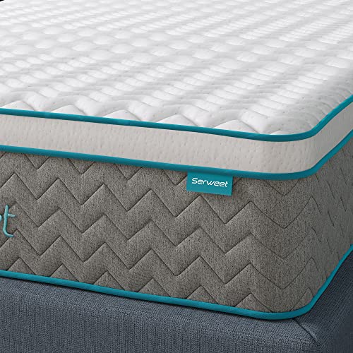 Serweet 8 Inch Bamboo Charcoal Memory Foam Hybrid Full Mattress - 5-Zone Pocket Innersprings for Motion Isolation -Heavier Coils for Durable Support -Medium Firm -Made in Century-Old Factory