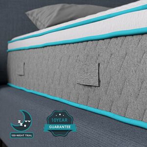 Serweet 8 Inch Bamboo Charcoal Memory Foam Hybrid Full Mattress - 5-Zone Pocket Innersprings for Motion Isolation -Heavier Coils for Durable Support -Medium Firm -Made in Century-Old Factory