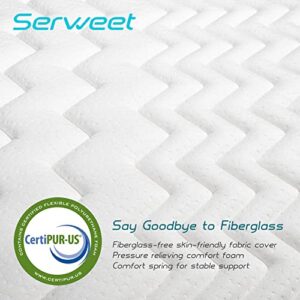Serweet 8 Inch Bamboo Charcoal Memory Foam Hybrid Full Mattress - 5-Zone Pocket Innersprings for Motion Isolation -Heavier Coils for Durable Support -Medium Firm -Made in Century-Old Factory