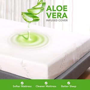 AC Pacific Aloe Luxury Soft Bedroom Aloe Vera Extract Infused Fabric Covered Memory Foam Mattress, Eastern King, White