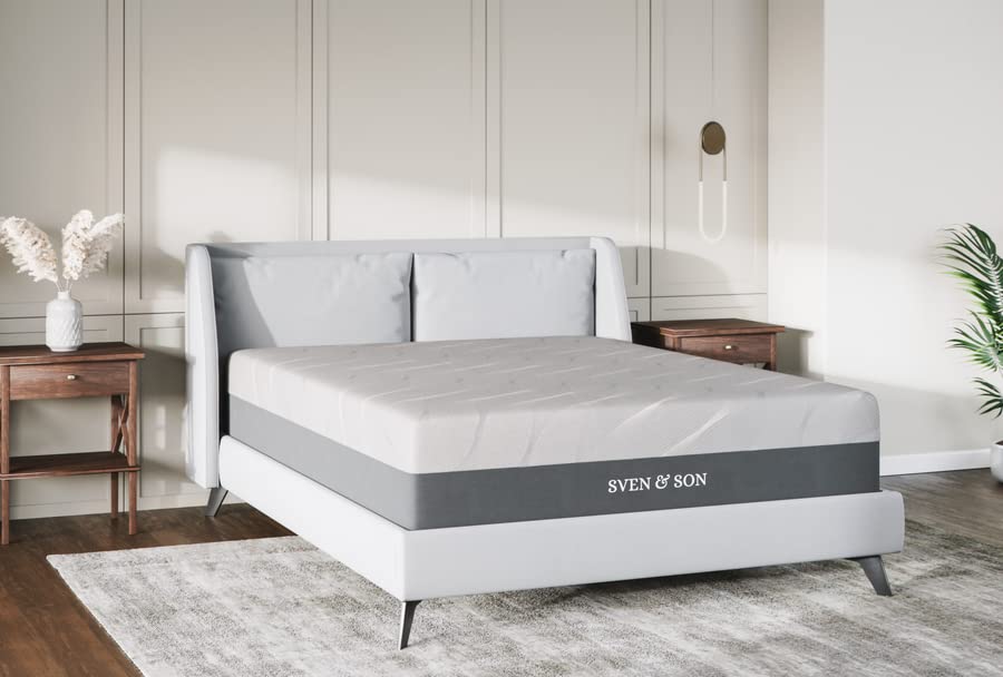 Sven & Son Queen Hybrid Mattress 14" Bamboo Charcoal and Luxury Cool Gel Memory Foam, Motion ISOLATING Springs, Designed in USA(Queen, Mattress Only 14")
