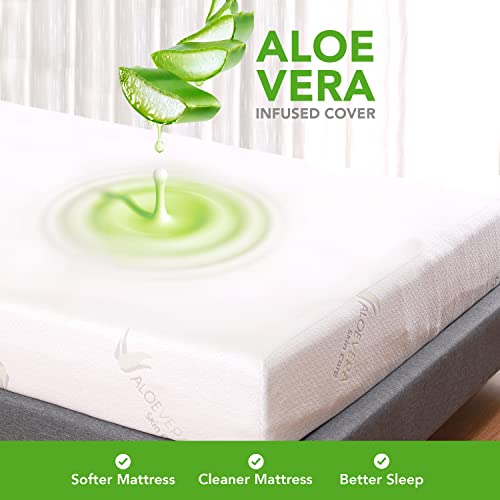AC Pacific ALOE Luxury Soft Bedroom Aloe Vera Extract Infused Fabric Covered Memory Foam Mattress, Twin XL, White