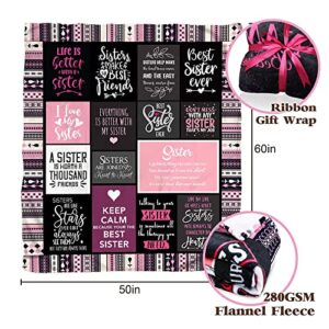 Sister Gifts from Sister Sister Birthday Gift | Best Sister Ever Blanket with Great Sentences | Gift for Sister from Brother Happy Christmas Bday Present for Sister Throw Blanket 50” X 60”