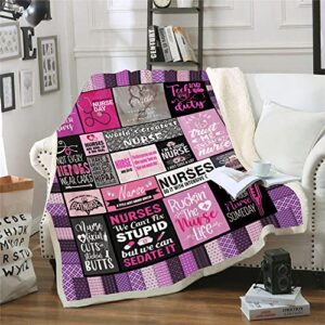nurse gifts rn gifts for nurses throw blanket, nurse gifts for women,school nurse gifts,soft fluffy sherpa warm throw blankets for bed, office and couch