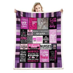 Nurse Gifts RN Gifts for Nurses Throw Blanket, Nurse Gifts for Women,School Nurse Gifts,Soft Fluffy Sherpa Warm Throw Blankets for Bed, Office and Couch