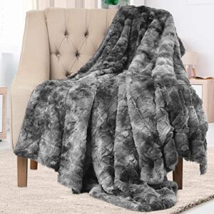 luxury plush blanket - cozy, soft, fuzzy faux fur throw blanket for couch - ideal comfy minky blanket for adults for cold nights by everlasting comfort
