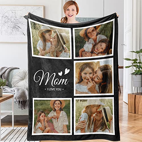 Easycosy Personalized Mothers Day Birthday Gifts for Mom Custom Throw Picture Blanket Customized Blanket with Photos for Women, Grandma, Mother in Law 30"X40"