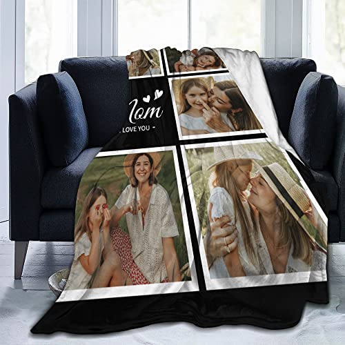 Easycosy Personalized Mothers Day Birthday Gifts for Mom Custom Throw Picture Blanket Customized Blanket with Photos for Women, Grandma, Mother in Law 30"X40"