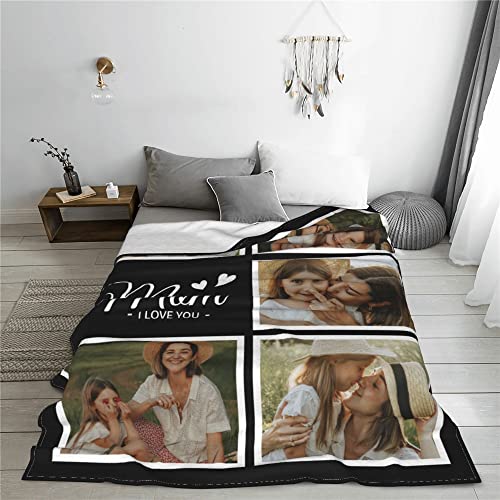 Easycosy Personalized Mothers Day Birthday Gifts for Mom Custom Throw Picture Blanket Customized Blanket with Photos for Women, Grandma, Mother in Law 30"X40"