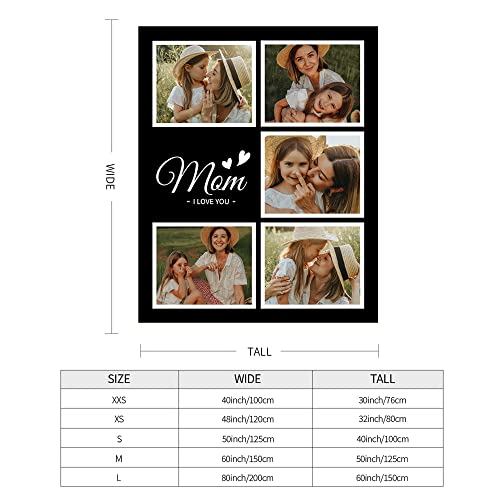 Easycosy Personalized Mothers Day Birthday Gifts for Mom Custom Throw Picture Blanket Customized Blanket with Photos for Women, Grandma, Mother in Law 30"X40"
