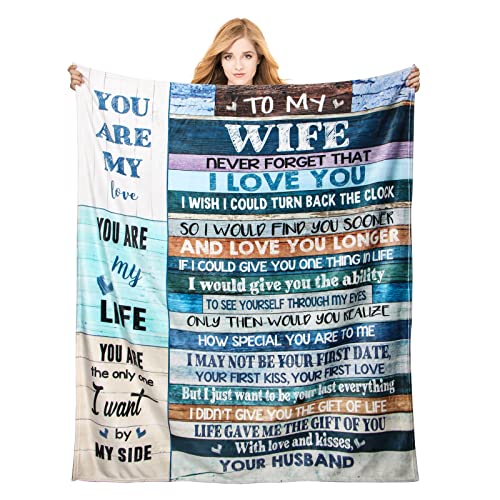 ZKA Mothers Day for Gifts Wife Birthday Gift from Husband to My Wife Blanket Wedding Anniversary Christmas Valentines Throw Blanket for Wife Women Presents Romantic Gifts for Her