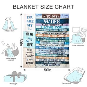 ZKA Mothers Day for Gifts Wife Birthday Gift from Husband to My Wife Blanket Wedding Anniversary Christmas Valentines Throw Blanket for Wife Women Presents Romantic Gifts for Her