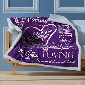 done lucky grandma blanket - grandma gift for birthday, mother's day, christmas, etc. - sherpa throw blanket gift for grandma (purple)