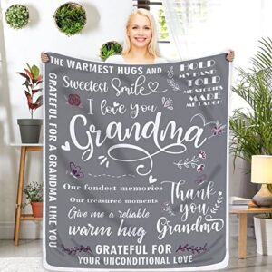 grandma gifts on mothers day, throw blanket, nana gifts, gifts for grandma, great grandma gifts, mimi gifts, grandma gifts from grandchildren, gigi gifts, grandma birthday gifts, grey 60"×50"