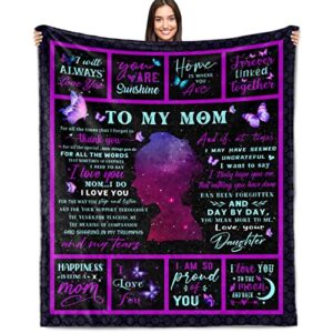 kjacgad birthday gifts for mom from daughter, mothers day mom gifts from daughters, mom birthday gifts from daughters, best mom ever gifts throw blankets 60"x 50"