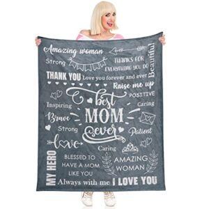 mothers day blanket, gifts for mom, mom blanket from daughter son，letter warm soft throw blanket for mom, i love you mom blanket, mom gifts for birthday, mother’s day 60" × 50" (silver)