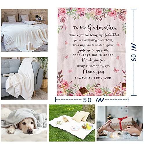 Yamco Godmother Gifts Blanket - Godmother Gifts from Godchild 60"X 50" Throw Blankets - Christian Gifts for Godmother - Baptism Gifts for Godmother Ideas