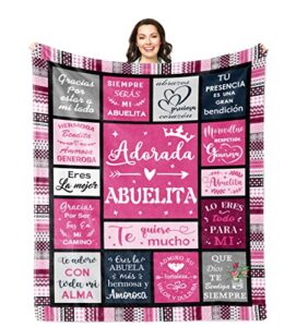 solzien abuela gifts blankets 50" x 60", abuelita gifts, regalos para abuela, thoughtful gifts for grandma from granddaughter, grandmother gift, best grandma gifts for birthday, gifts for grandmother