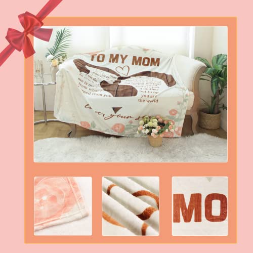 Gifts for Mom Birthday Gifts for Mom from Son to My Mom Blanket Christmas Valentines Day Mothers Day Present Ideas for Mom I Love You Best Mom Ever Gift Super Soft Throw Blanket 60 X 50