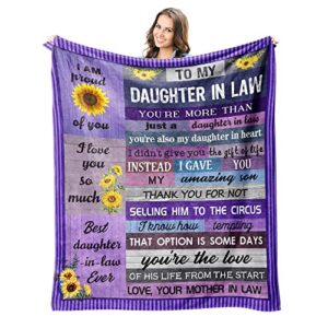 daughter in law gifts throw blankets 60" x 50" - gifts for daughter in law - daughter in law gift ideas - mothers day birthday gifts from daughter in law - bonus daughter gifts - blanket for sofa