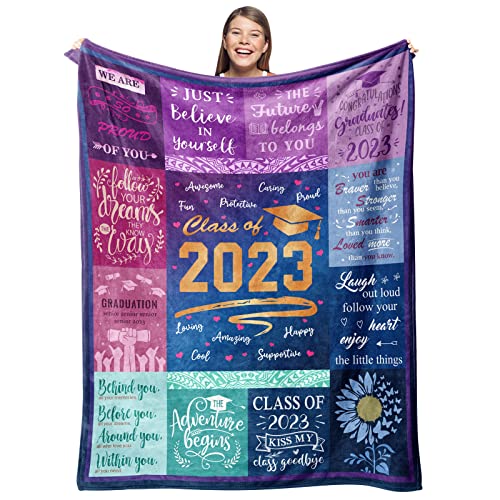 Gevuto Graduation Gifts Blanket - 2023 Graduation Gifts for Her Him - Graduation Decorations Class of 2023 Throw 50" X 60" - Graduation Party Supplies Favors - High School College Graduation Gifts