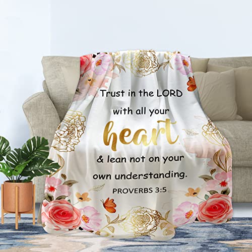 TROCHIN Bible Verse Blanket, Inspirational Religious Gift Throw Blanket with Bible Verse Religious Gifts for Women 50x40in