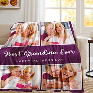 Juantao Custom Blanket with Photo Personalized Picture Throw Blanket Customized Best Mom Ever Blanket Mothers Day Birthday for Mom Grandma Women