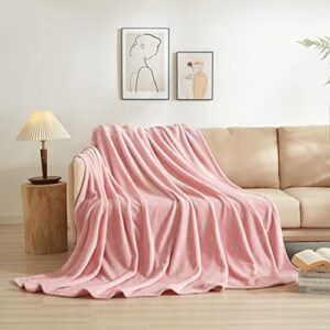 inspire crafter blankets single size, upgrade 300gsm cozy warm flannel fleece blanket for all season, thick fuzzy throws for sofa, bed, couch, office, travel, rv, camping(50" x 60",pink)