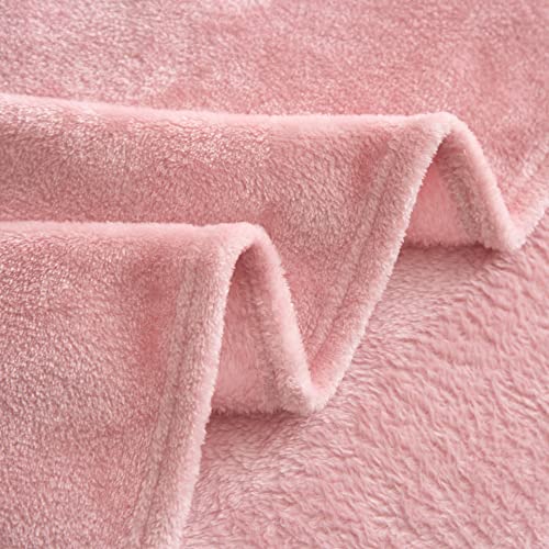 INSPIRE CRAFTER Blankets Single Size, Upgrade 300GSM Cozy Warm Flannel Fleece Blanket for All Season, Thick Fuzzy Throws for Sofa, Bed, Couch, Office, Travel, RV, Camping(50" x 60",Pink)