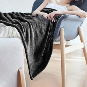 EIUE Comfortable Black Throw Blanket,Small Travel Blanket for Airplane,Soft Car Blanket for All Seasons