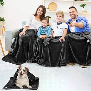 EIUE Comfortable Black Throw Blanket,Small Travel Blanket for Airplane,Soft Car Blanket for All Seasons