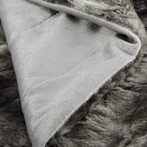 Amazon Brand – Pinzon Faux Fur Throw Blanket - 63 x 87 Inch, Frost gray